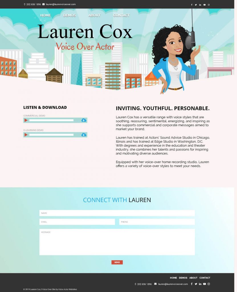 Voice Actor Web Design Websites for Voice Over Talent Voice Over Portfolio Lauren Fox