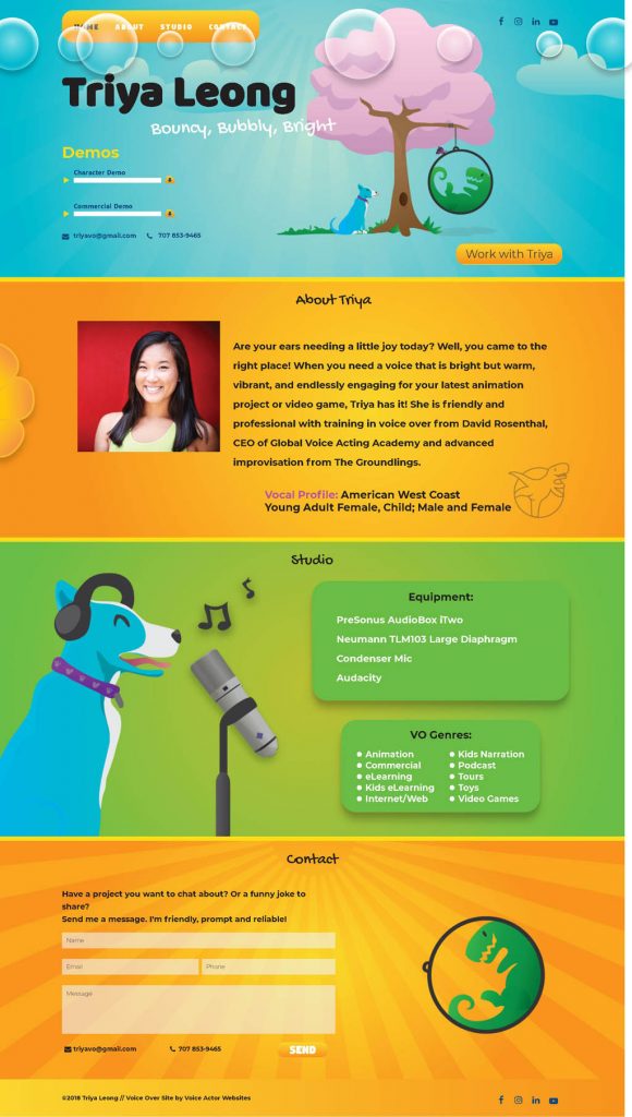 Voice Actor Web Design Websites for Voice Over Talent Voice Over Portfolio Triya Leong